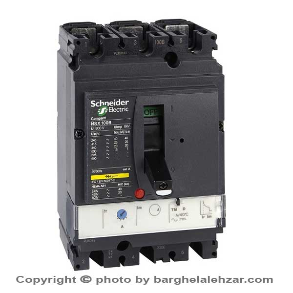 کلید اتوماتیک 16 آمپر سری NSX100 اشنایدر سه پل 70KA مدل LV429677